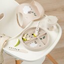 Done by Deer Stick&Stay Compartment Plate Tiny Farm Sand - Beige - Ø18X H 3CM