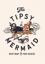 Tipsy Mermaid Dive Bar Mermaid Art Plakat / 70x100