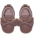 Melton Bow Leather Slippers   Brown   23/24