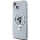 Karl Lagerfeld Hardt Deksel med Ring Stativ til iPhone 15/14/13 6,1" Hvit MagSafe