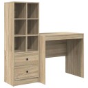  Skrivebord med lagring 2 pcs Sonoma eik 80 x 50 x 76 cm