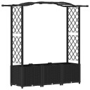 vidaXL Hevet Bed med Trellis og Tak Svart 164 x 40 x 138 cm PP