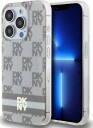 DKNY IML MagSafe-etui med rutete ensfarget mønster og trykte striper til iPhone 13 Pro Max - beige