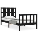 vidaXL Sengeramme med hodegavl svart 2FT6 small single heltre