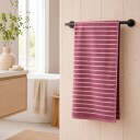 Stripet håndkle   100% bomull   Badhåndkle 70x140 cm   Mørk rosa/lys rosa
