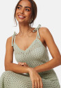 BUBBLEROOM Crochet Knitted Tie Strap Dress Dusty green XS