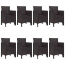  9 Delt Hage Spisebord Set Brun Poly Rattan