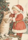 Christmas Kid and Cat Plakat Plakat / 30x40cm