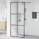 vidaXL Dusjvegg med klart ESG-glass 90x195 cm SVART