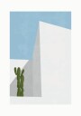 Minimal Desert View Cactus and Geometry Plakat Plakat / 40x50cm