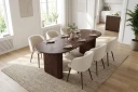 Spisegruppe Bark Noira 220 cm Valnøtt Hvit bouclé/metalben valnøtt 6  