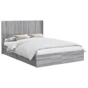  Sengramme med oppbevaring og hodegavl Grå Sonoma 140 x 200 cm