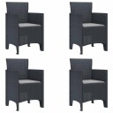  Hage Stoler med Puter 4 pcs Antrasitt 53 x 49 x 85 cm Plast