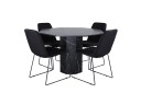 Venture Home Marbs Spisegruppe 110 cm Rund med 4 Muce Stoler Sort