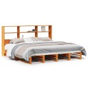  Seng med bokhylle uten madrass voksbrun 200x200 cm heltre 8721158627216