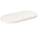  Bordplate hvit 80x40x2,5 cm heltre furu oval
