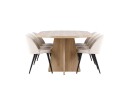 Venture Home Bootcut Spisegruppe 230 cm Rektangulær med 6 Velvet stoler Whitewash/Beige