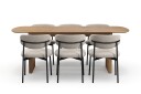 Richeto spisebord 210 cm med 6 Lucy spisestoler - Naturlig finish / Greige bouclé / Metallben svart