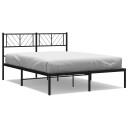 vidaXL Sengeramme i metall med sengegavl svart 120x200 cm 8721012189560