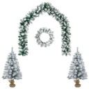 vidaXL Mini juletresett 90 cm PVC Grønn og hvit