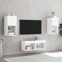 vidaXL Vegghengte TV-benker med LED 4 stk hvit 8721012469846
