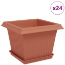 vidaXL Plantepotter 24 pcs Klinker Rød 23 x 23 x 17,5 cm Plast