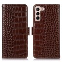 Crocodile Series Samsung Galaxy S23 5G Lommebok-deksel I Lær med RFID Brun