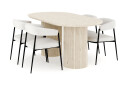 Bark Uppveda Spisegruppe 180 cm Oval med 4 Ayana Spisestoler   Travertin