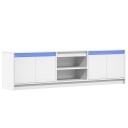  TV-benk med LED hvit 180x34x50 cm konstruert tre