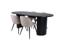 Venture Home Bianca Spisegruppe 200 cm Oval med 4 Velvet Stoler Beige