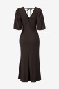 Bubbleroom   Maxikjole Structure Puff Sleeve Dress   Brun