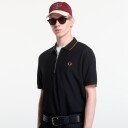 Fred Perry Crepe Pique Polo Shirt   Black   S
