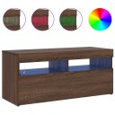 vidaXL TV-benk med LED-lys brun eik 90x35x40 cm