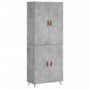 vidaXL Highboard betong grå 69,5x34x180 cm konstruert tre 8720845409043
