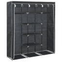  Garderobe med skap og stenger svart 150x45x175 cm stoff