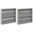 vidaXL Magasinreol 2 pcs Grå Sonoma 80 x 12 x 70 cm Konstruert tre