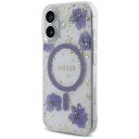 Guess Magsafe Mobildeksel med Glitter og Blomstermønster til iPhone 16 - Lilla