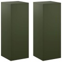 vidaXL Planteholder 2 pcs Olivengrønn 30 x 30 x 80 cm Stål