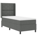  Box Spring Seng med Madrass & LED Mørk Grå 90x190 cm Stoff