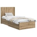vidaXL Sengramme med oppbevaring og hodegavl Artisan eik 100 x 200 cm