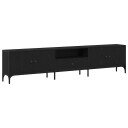  TV benk med skuff svart eik 200x25x44 cm konstruert tre