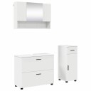  Baderomsinnredningssett 3 pcs Hvit Ingeniørtre og metall