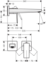 Hansgrohe Metropol  servantbatteri 225 mm tut, Krom