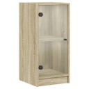 vidaXL Sideskap med glassdører sonoma eik 35x37x75,5 cm