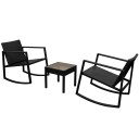 vidaXL Bistrosett 3 deler polyrotting svart