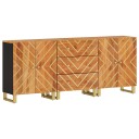 vidaXL TV-benker 3 stk brun og svart 60x33,5x75 cm heltre mango