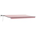  Manuell Uttrekkbar Markise med LED Rød og Hvit Stripe 500x300 cm