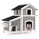 Cat House Outdoor 2-etasjes Cat Hut Cat Villa med asfalttak Grå 100 x 64 x 82,5 cm