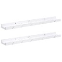  Vegghylle 2 pcs Hvit marmor 60 x 9 x 3 cm Konstruert tre