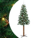  Slim juletre med 300 LED grønn 210 cm PVC og Massivt Furu tre
